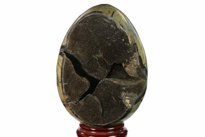 Septarian Dragon Egg Geode - Black Crystals #137948